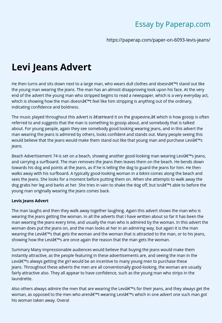 Levi Jeans Advert