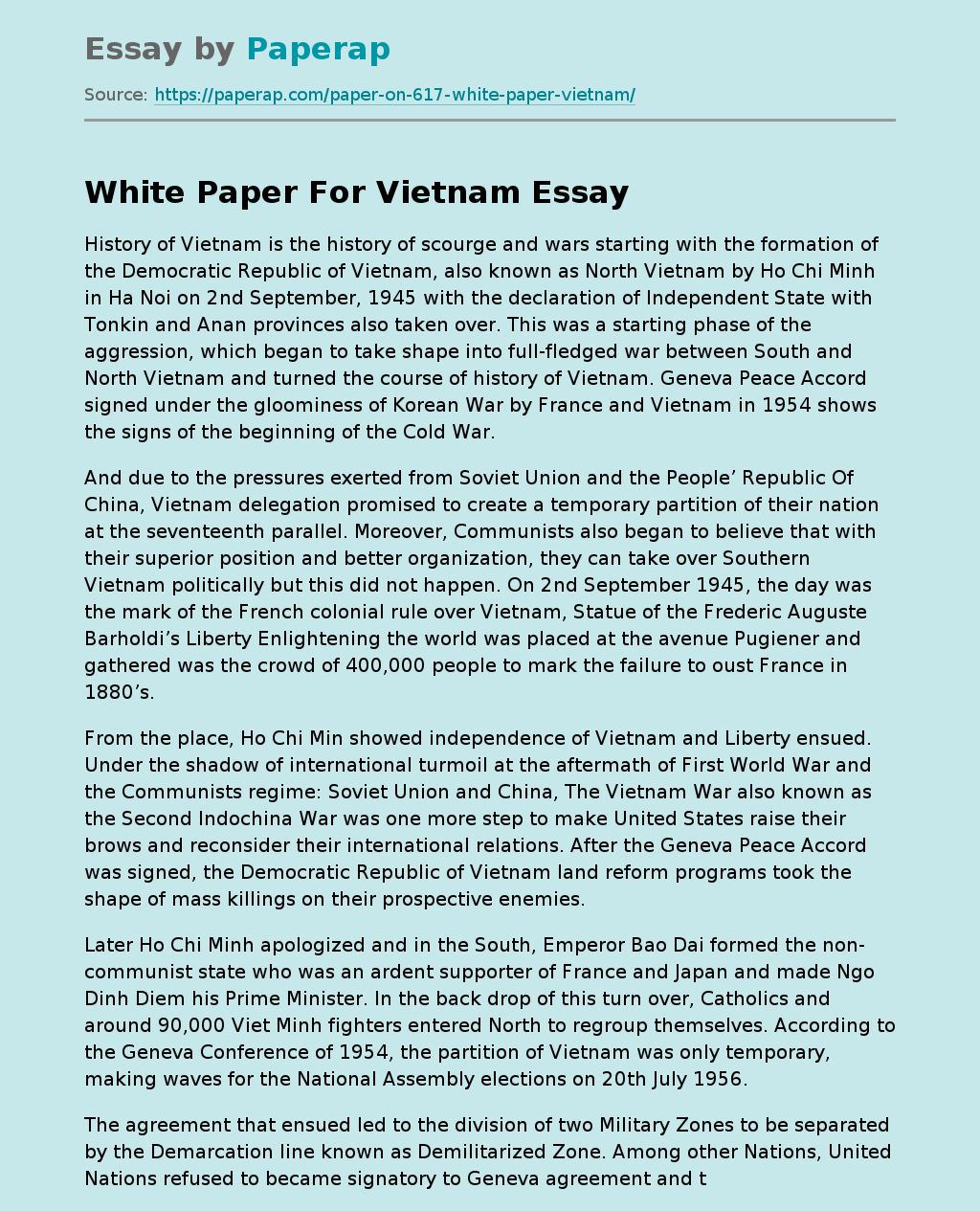 White Paper For Vietnam