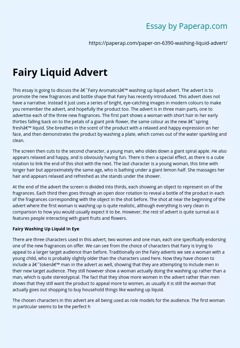 Fairy Liquid Advert