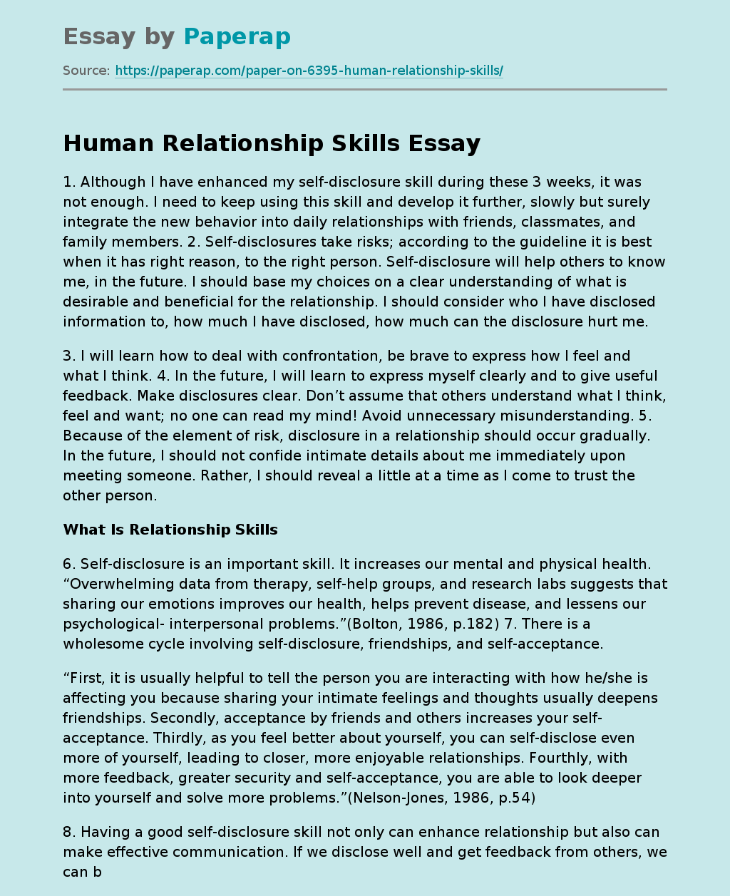 interpersonal skills essay examples