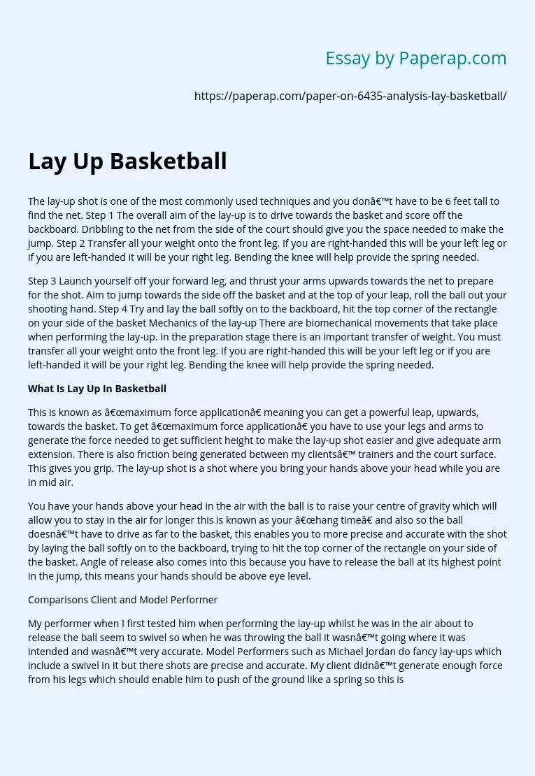 Lay Up Basketball