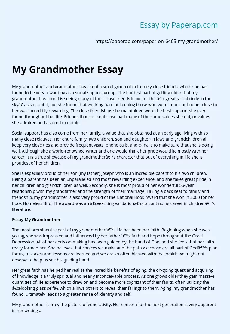 My Grandmother Essay