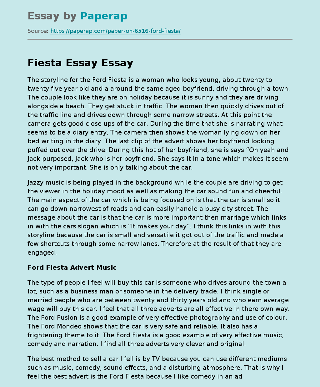 Fiesta Essay