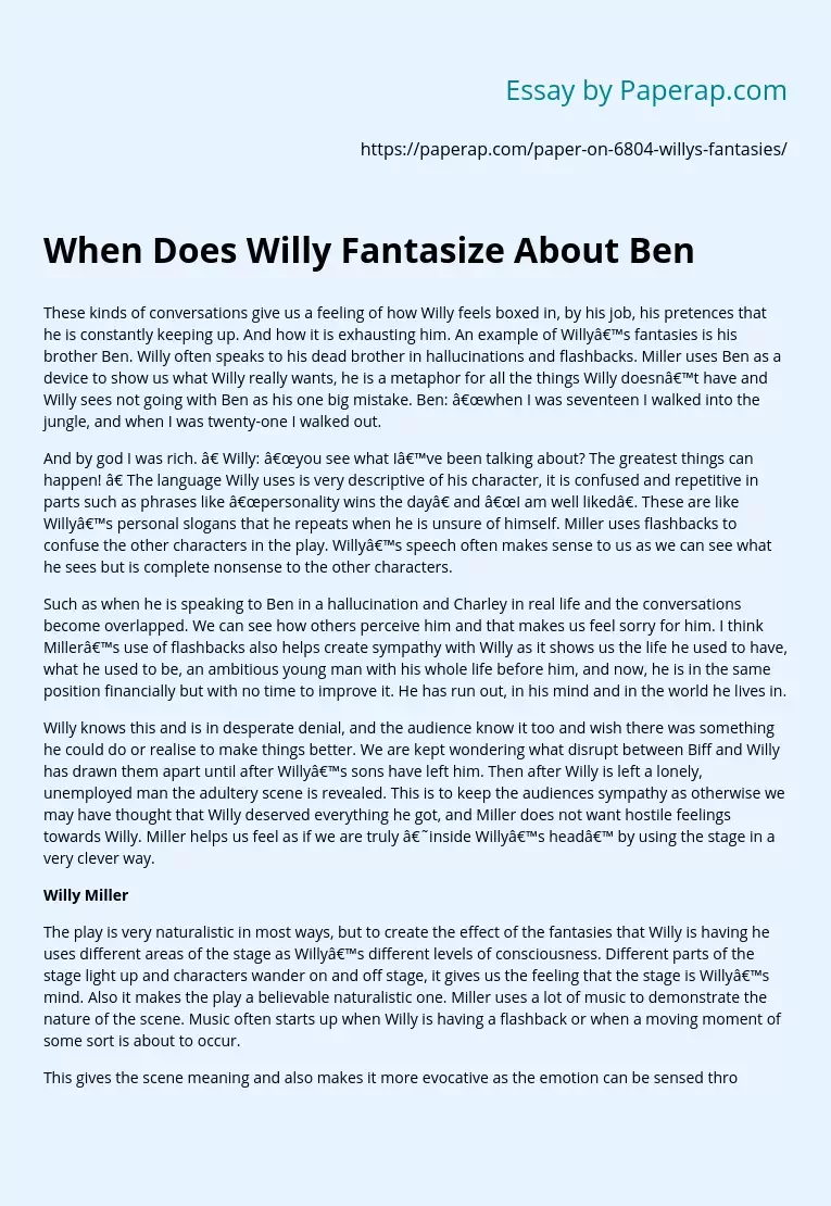 When Does Willy Fantasize About Ben