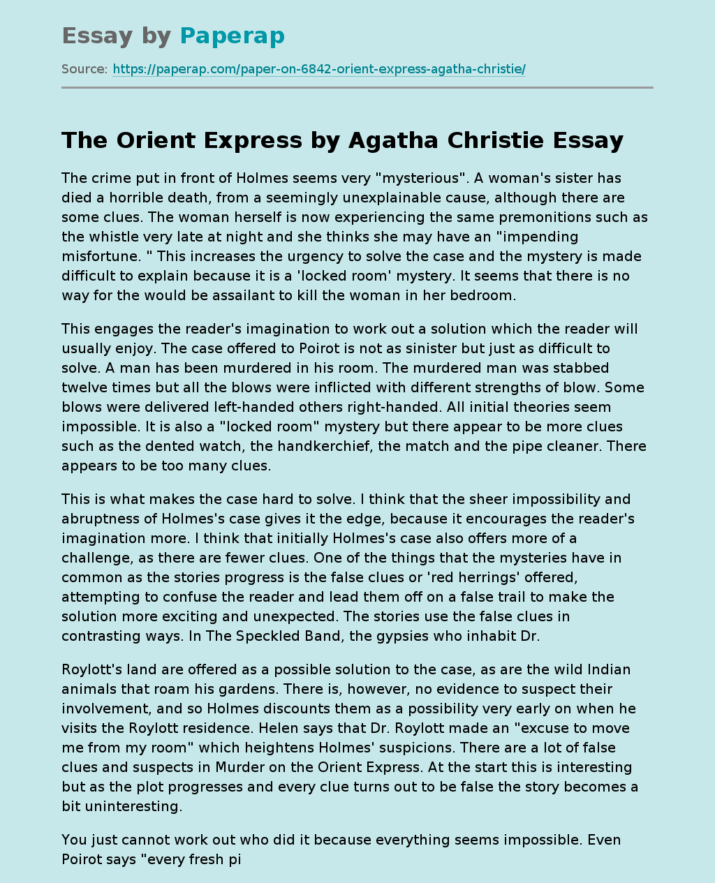 The Orient Express by Agatha Christie