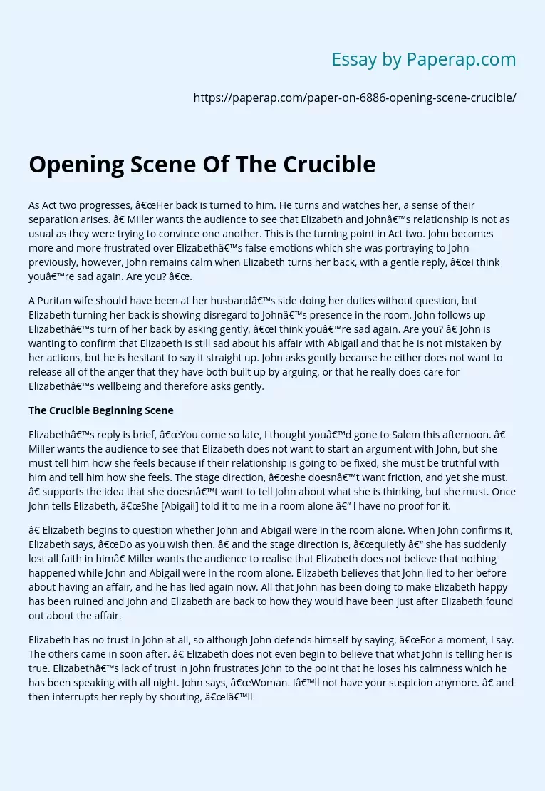 Opening Scene Of The Crucible