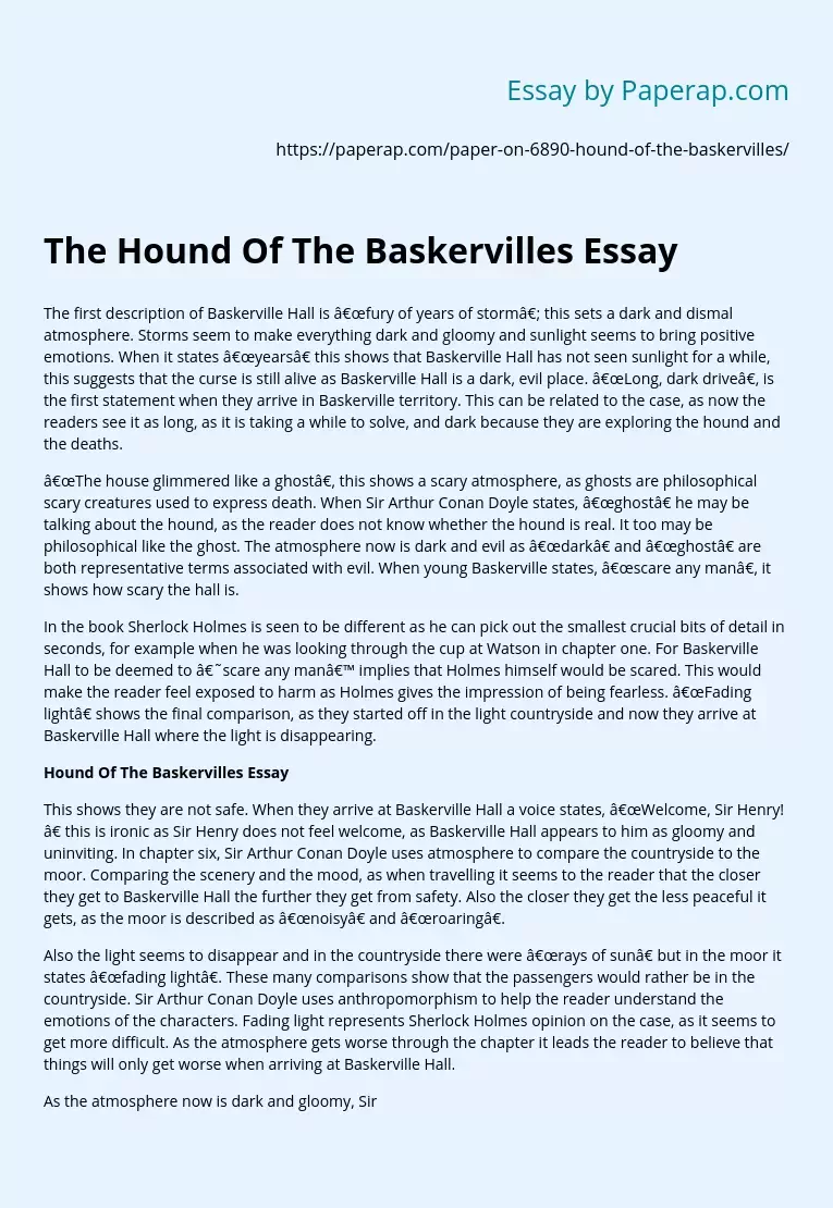 The Hound Of The Baskervilles Essay