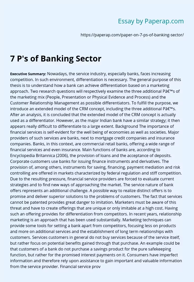 7 P's of Banking Sector