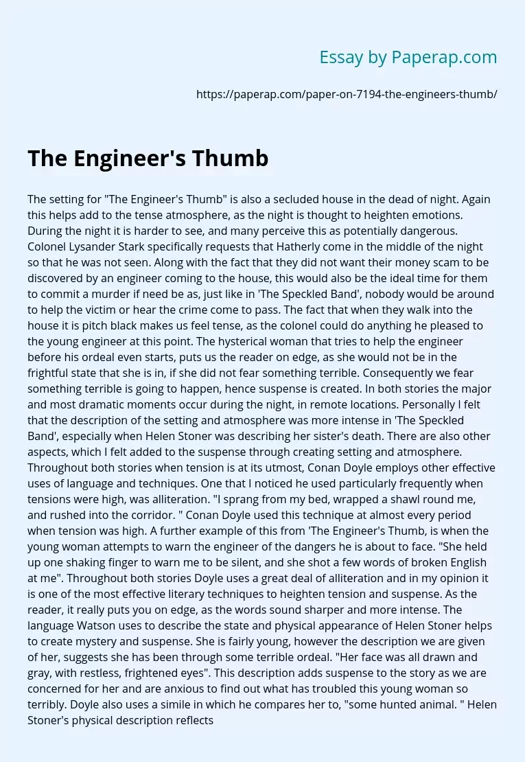 The Engineer’s Finger by Arthur Conan Doyle