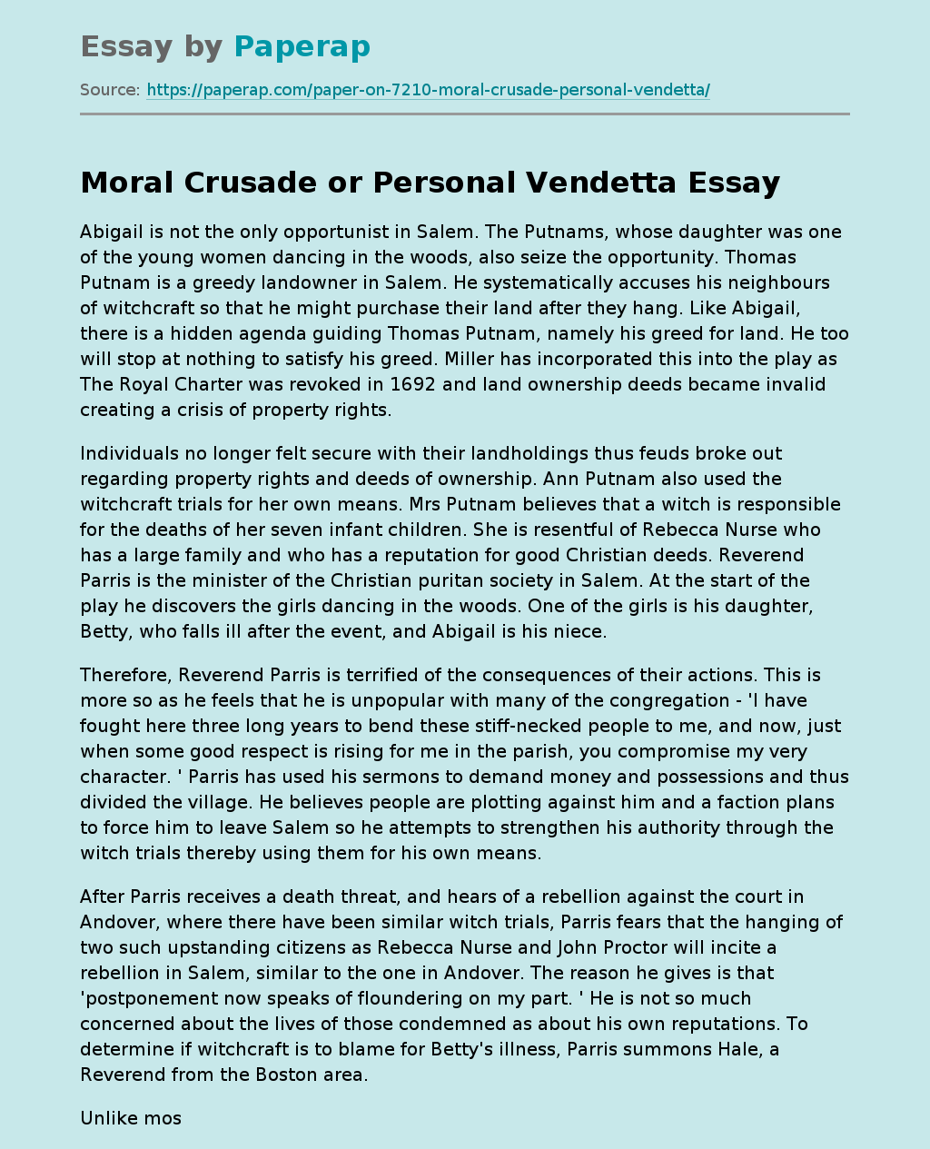 Moral Crusade or Personal Vendetta