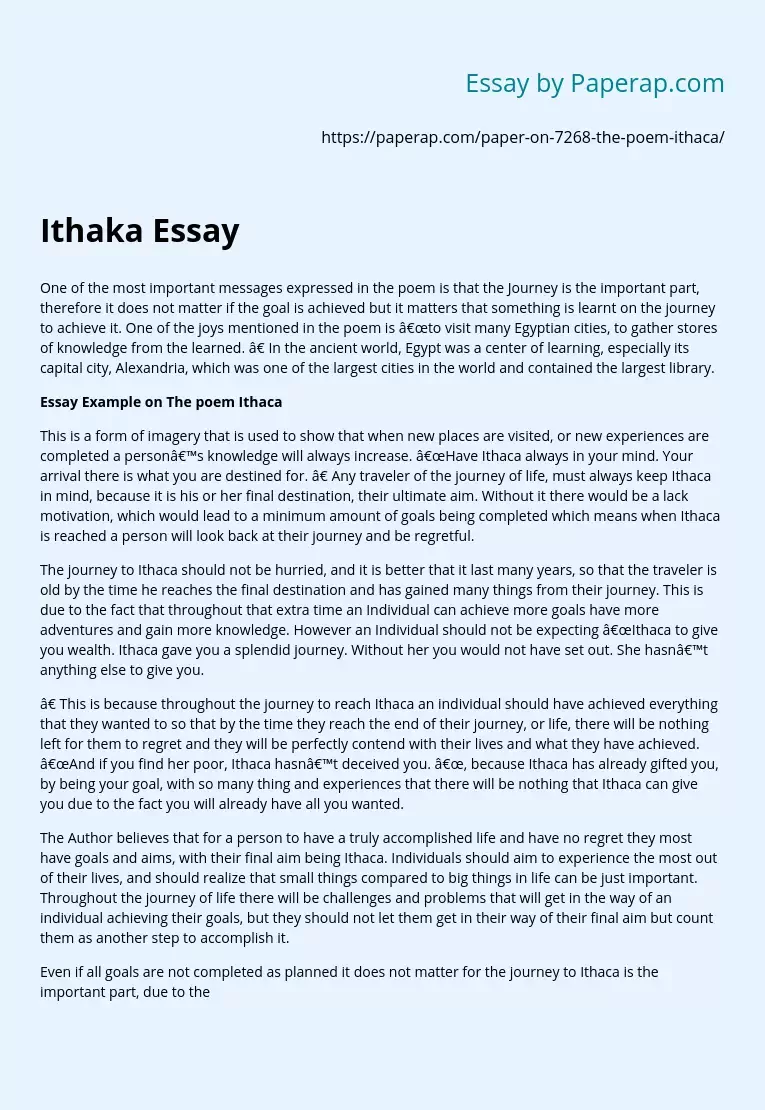 Ithaka Essay