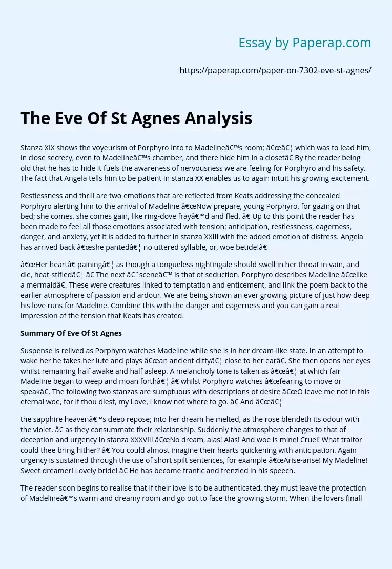 The Eve Of St Agnes Analysis