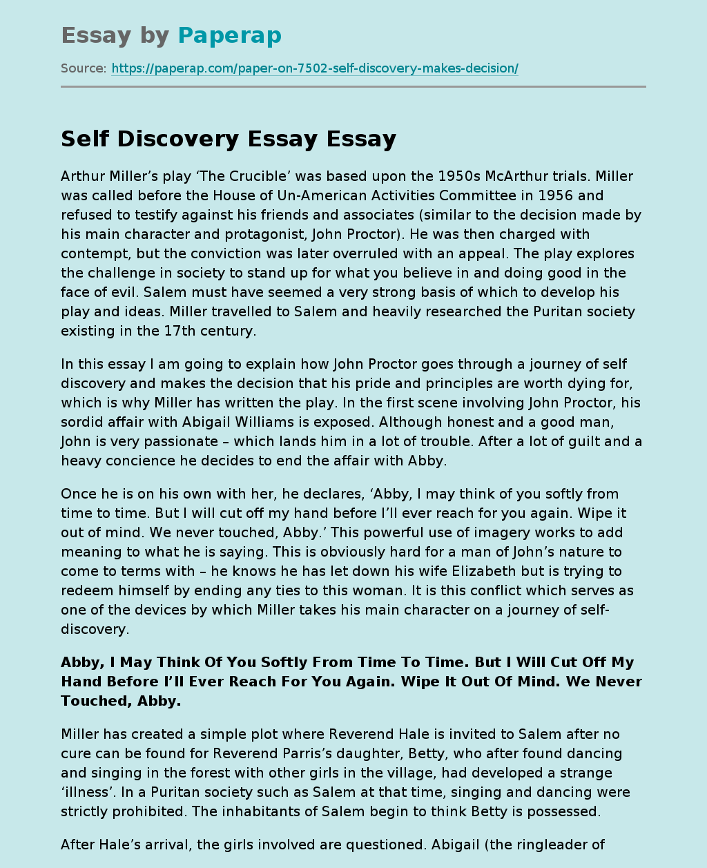 Self Discovery Essay