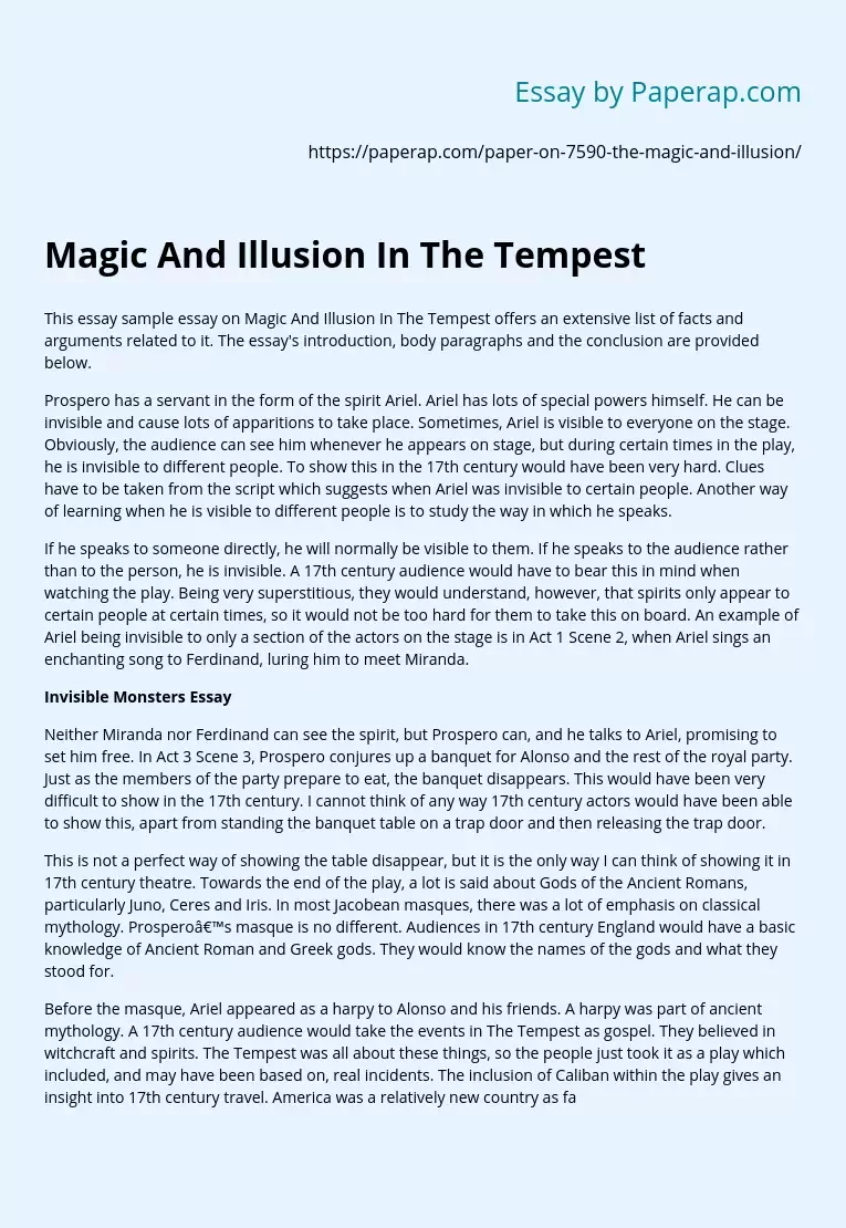 Magic And Illusion In The Tempest