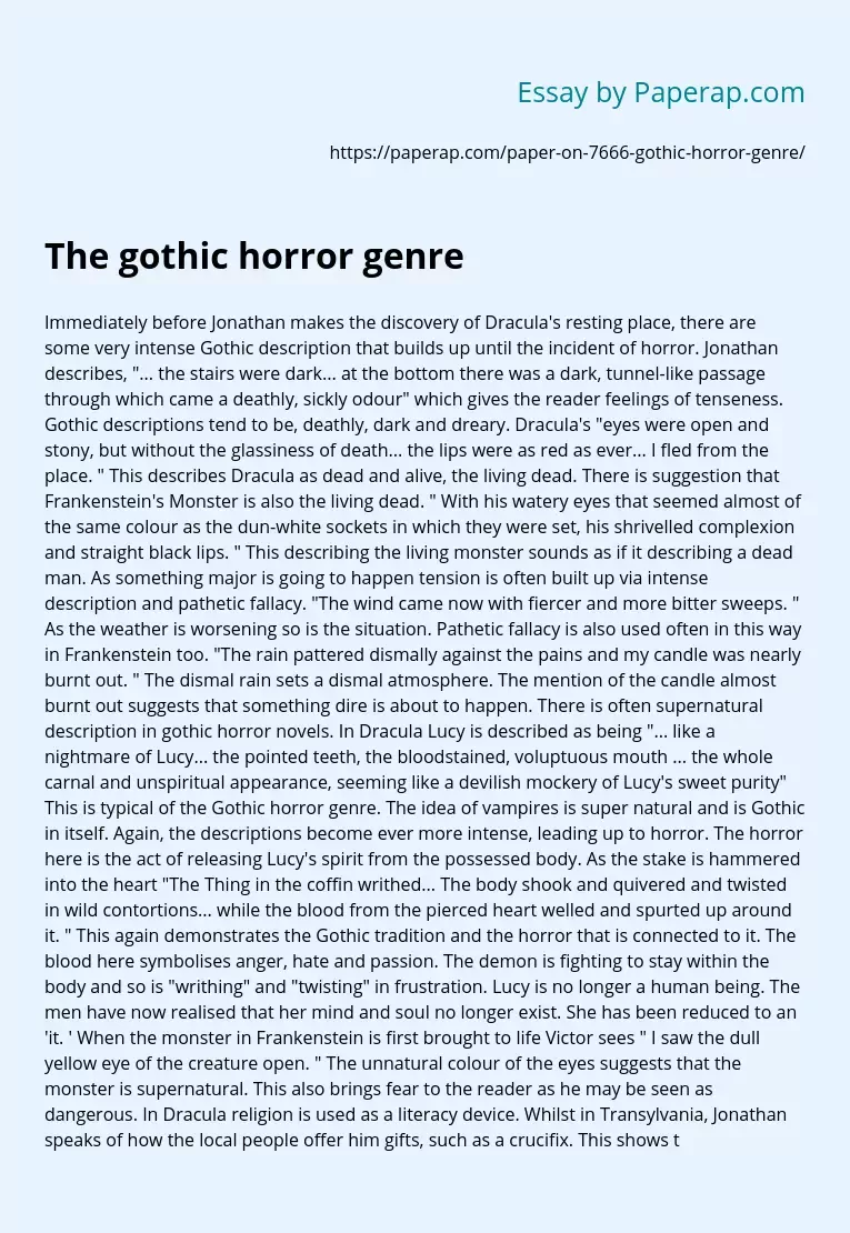 Реферат: Gothic Horror Cinema Essay Research Paper The