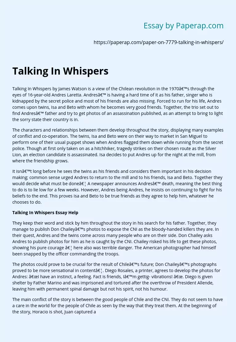 Talking In Whispers