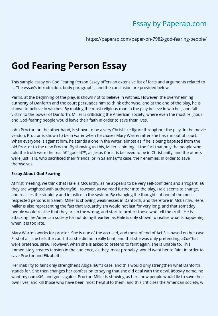 God Fearing Person Essay