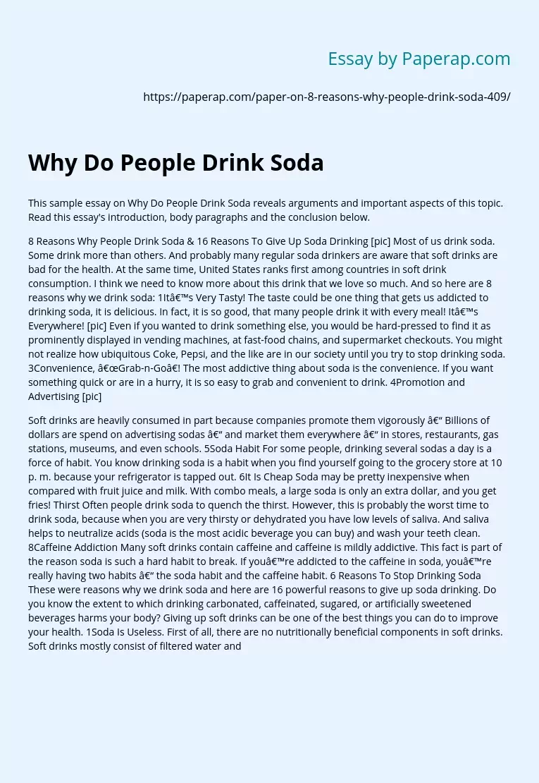 Why Do People Drink Soda