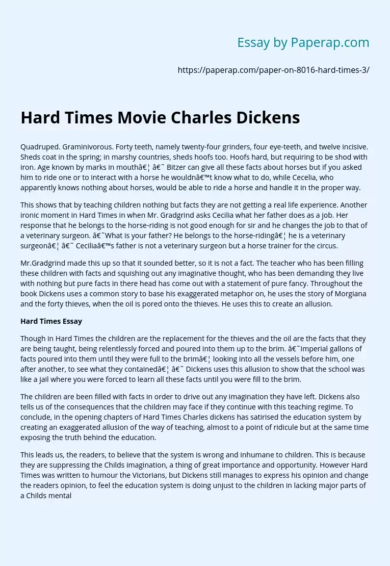 Hard Times Movie Charles Dickens