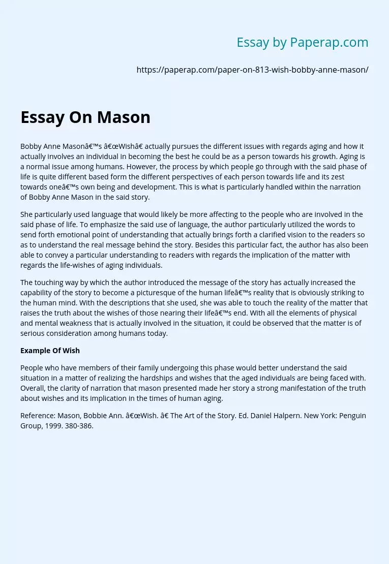 Bobby Anne Mason’s “Wish” Short Story Analysis