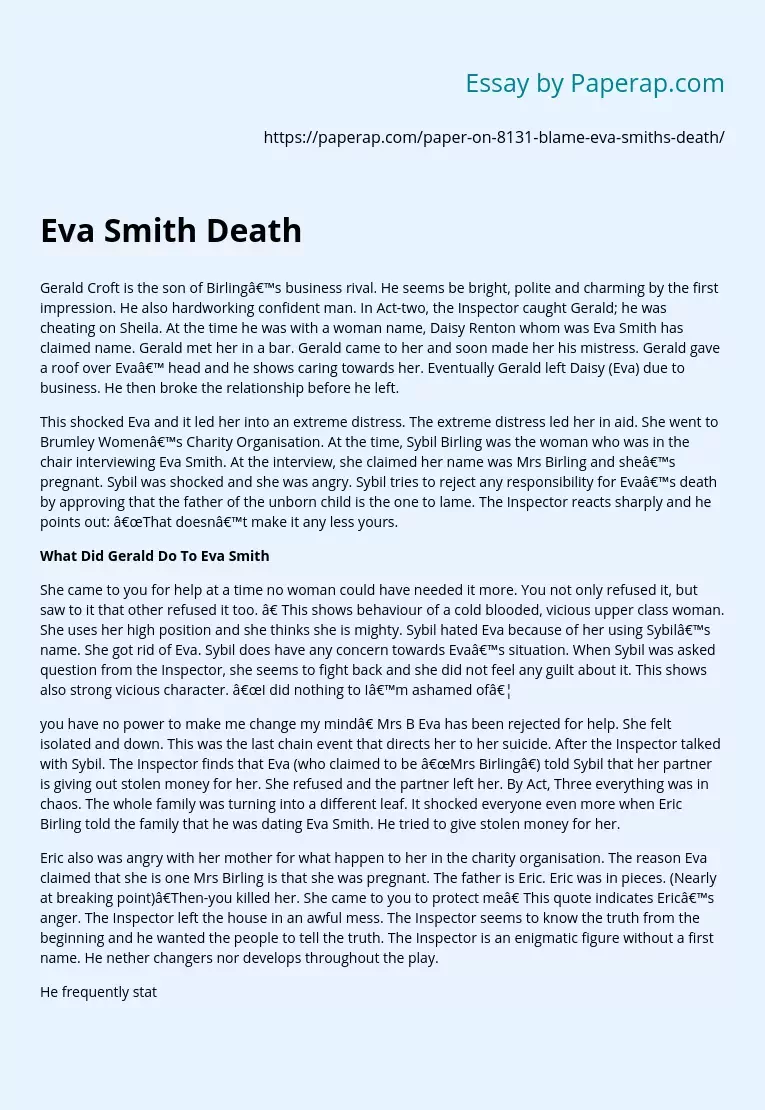 Eva Smith Death