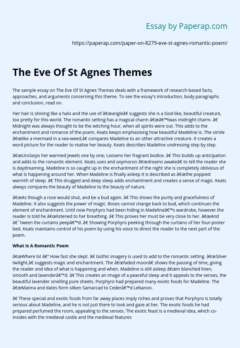 The Eve Of St Agnes Themes