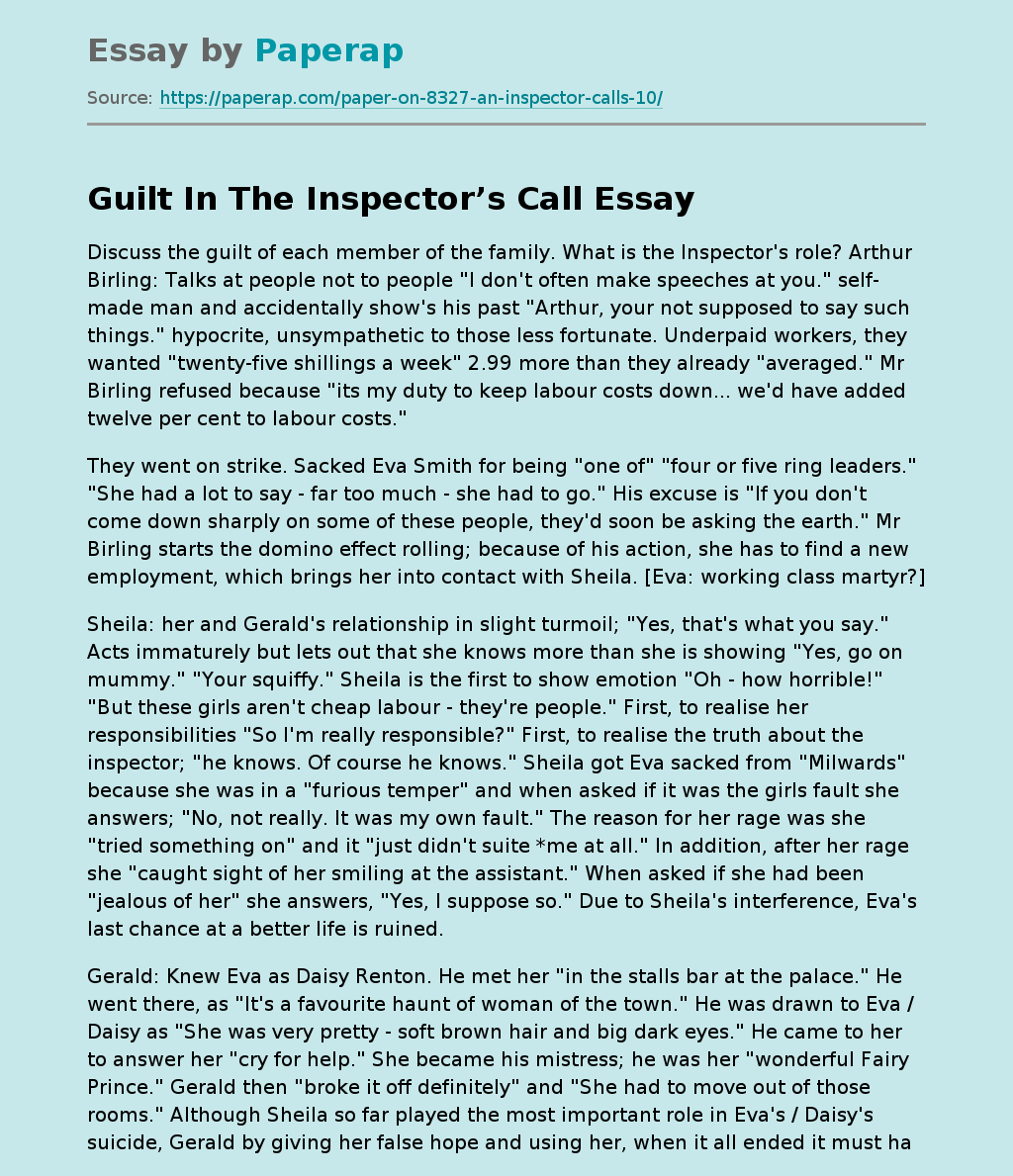 Guilt In The Inspector’s Call