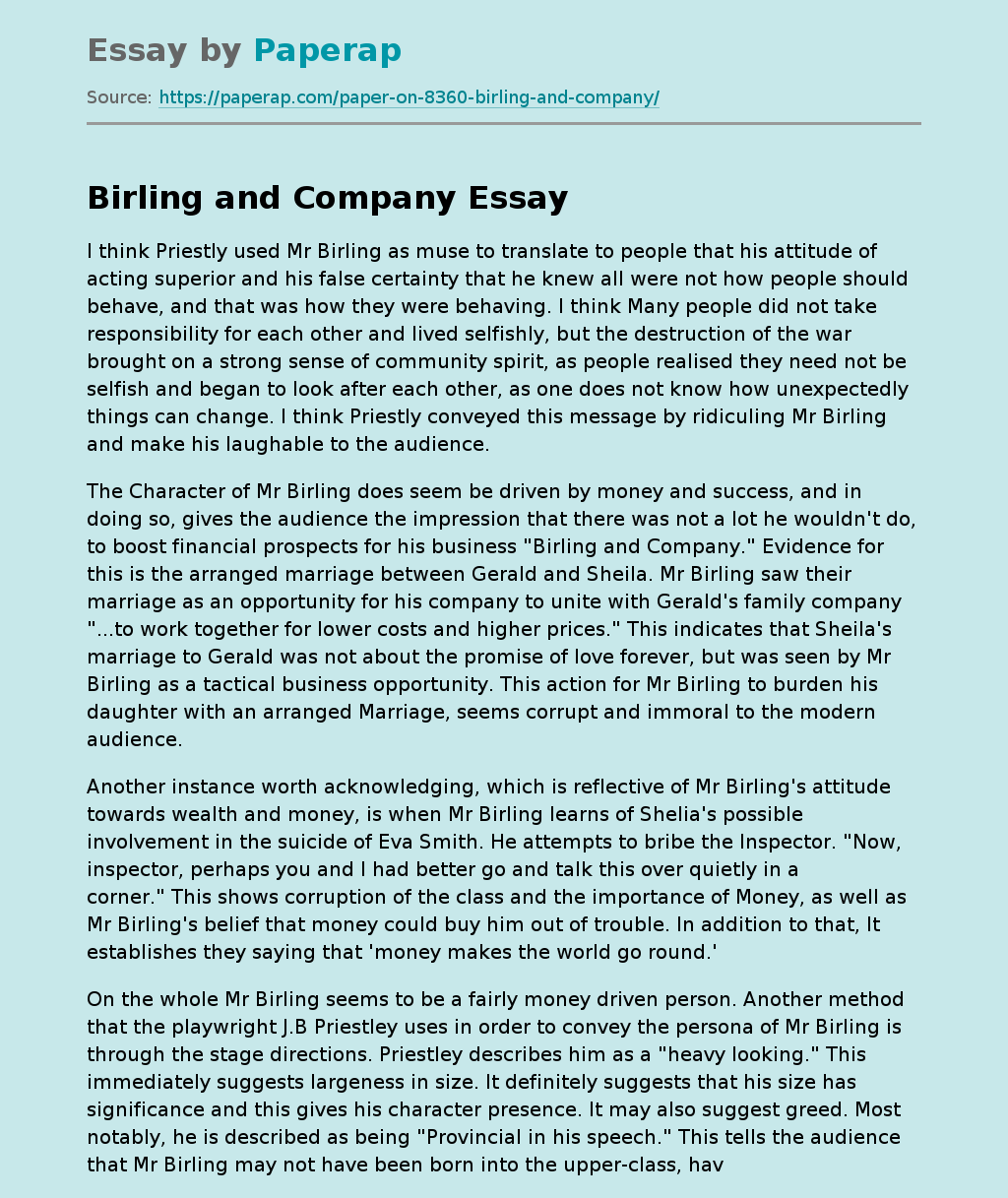 Birling and Company