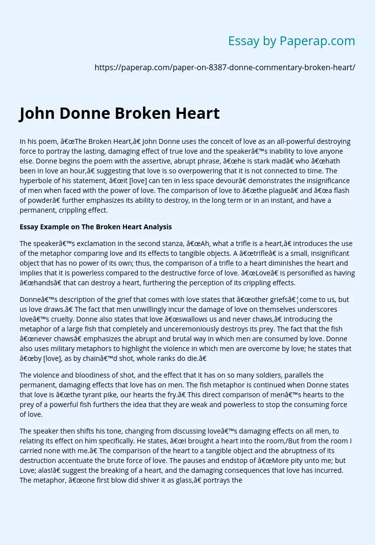 John Donne Broken Heart