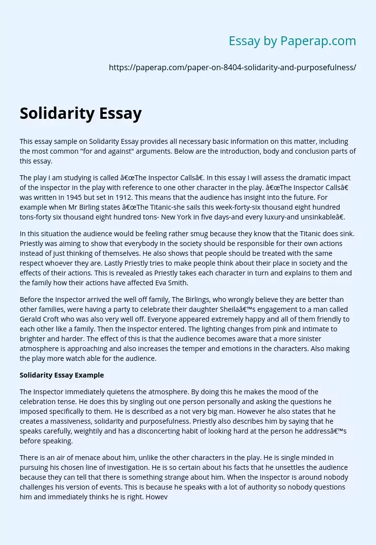Solidarity Essay