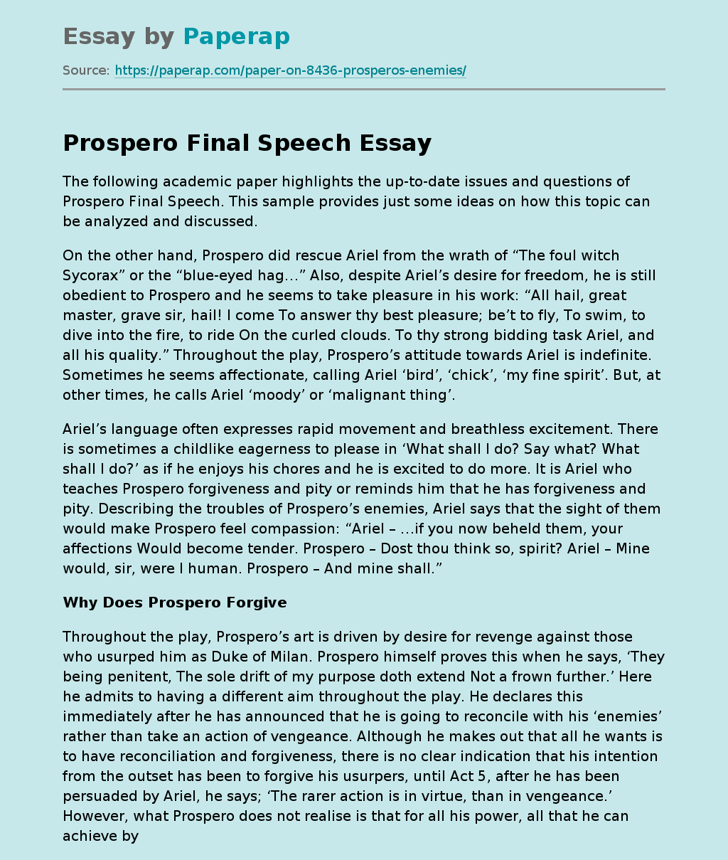 Prospero Final Speech