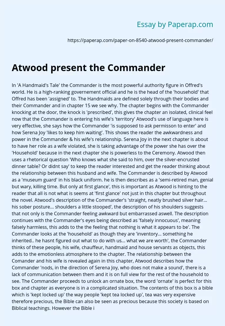 Atwood present the Commander