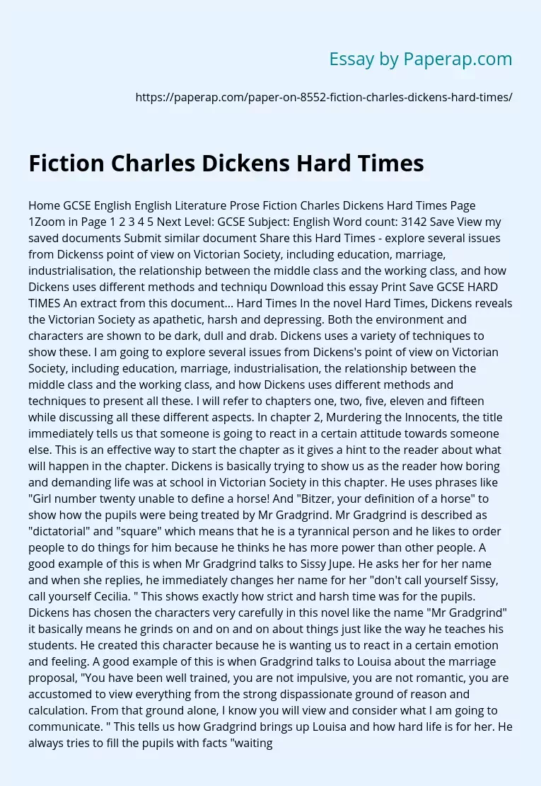 Fiction Charles Dickens Hard Times