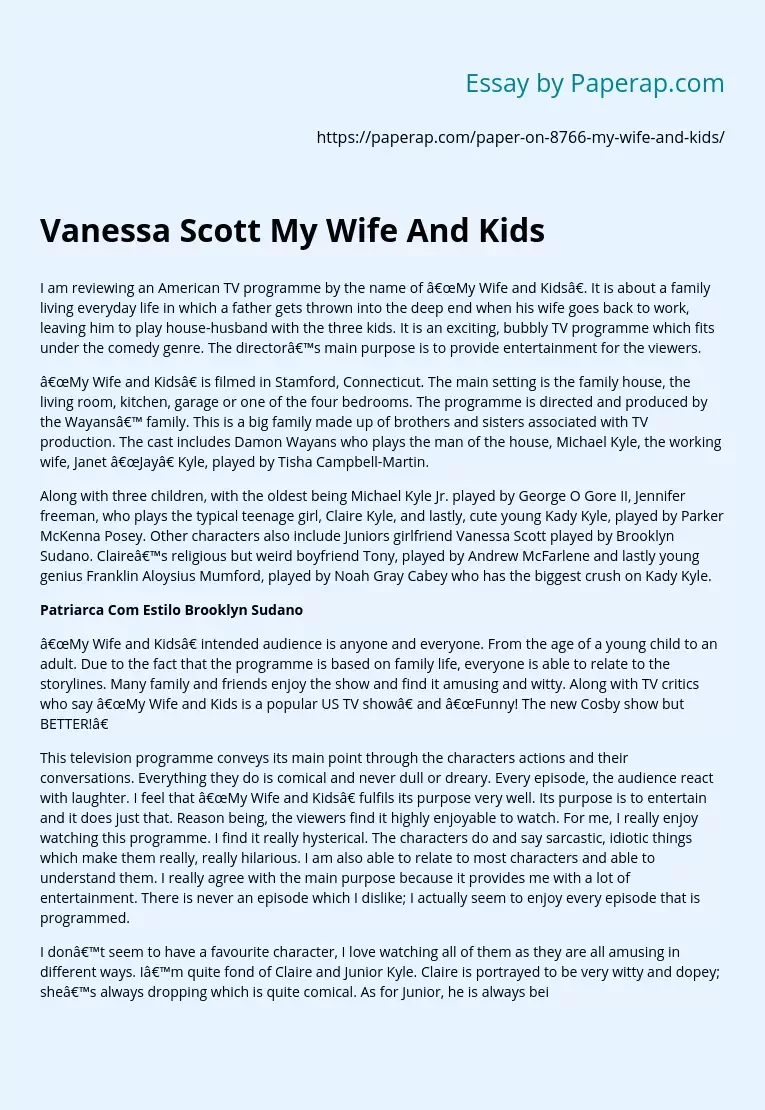 Vanessa Scott My Wife And Kids