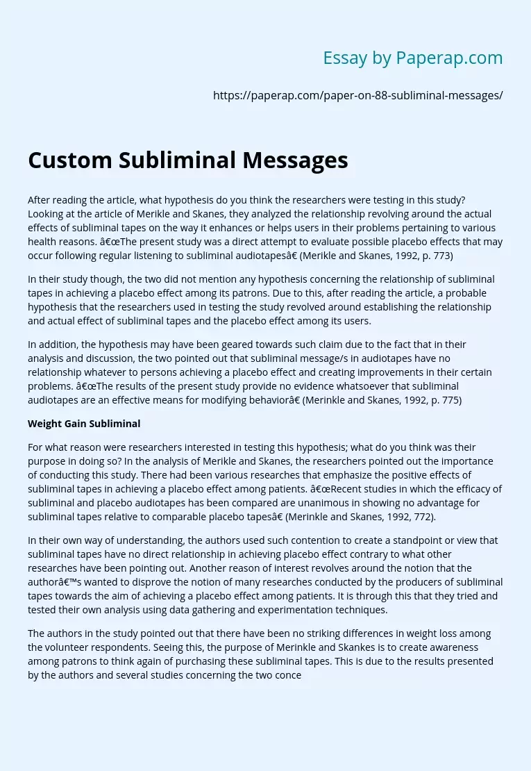 Custom Subliminal Messages