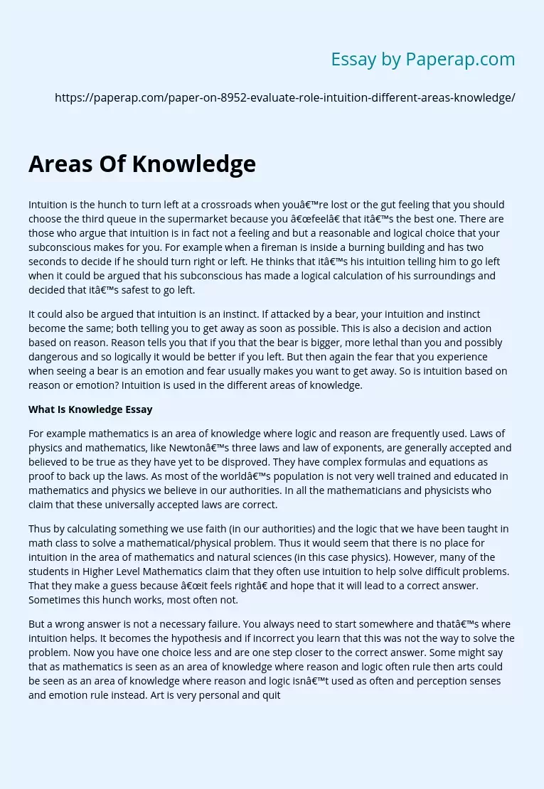 What Is Knowledge Essay