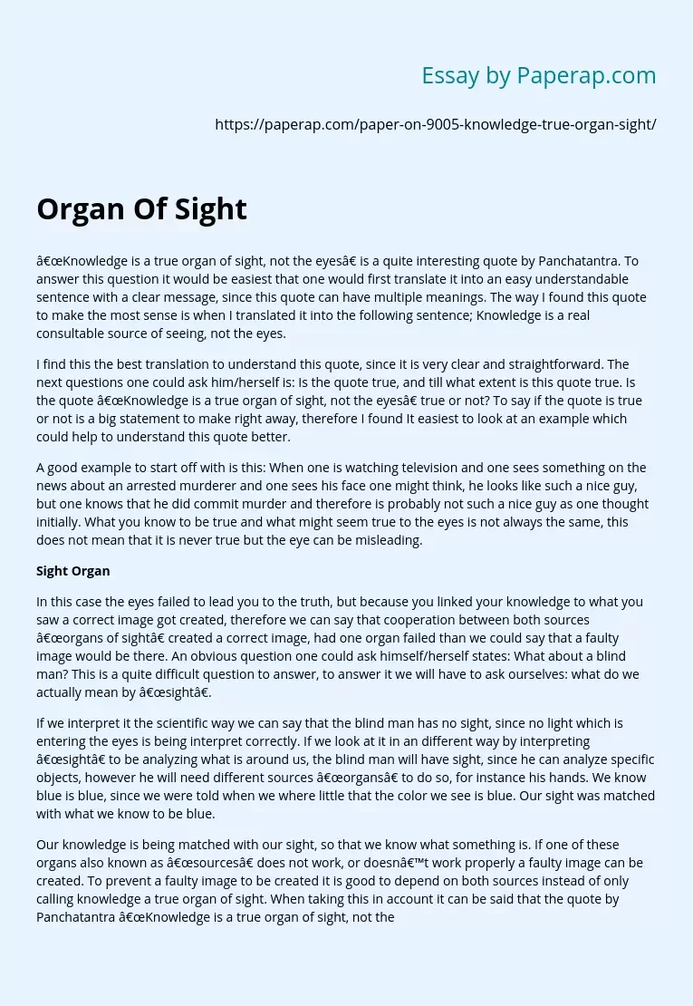 The Organ Of Sight