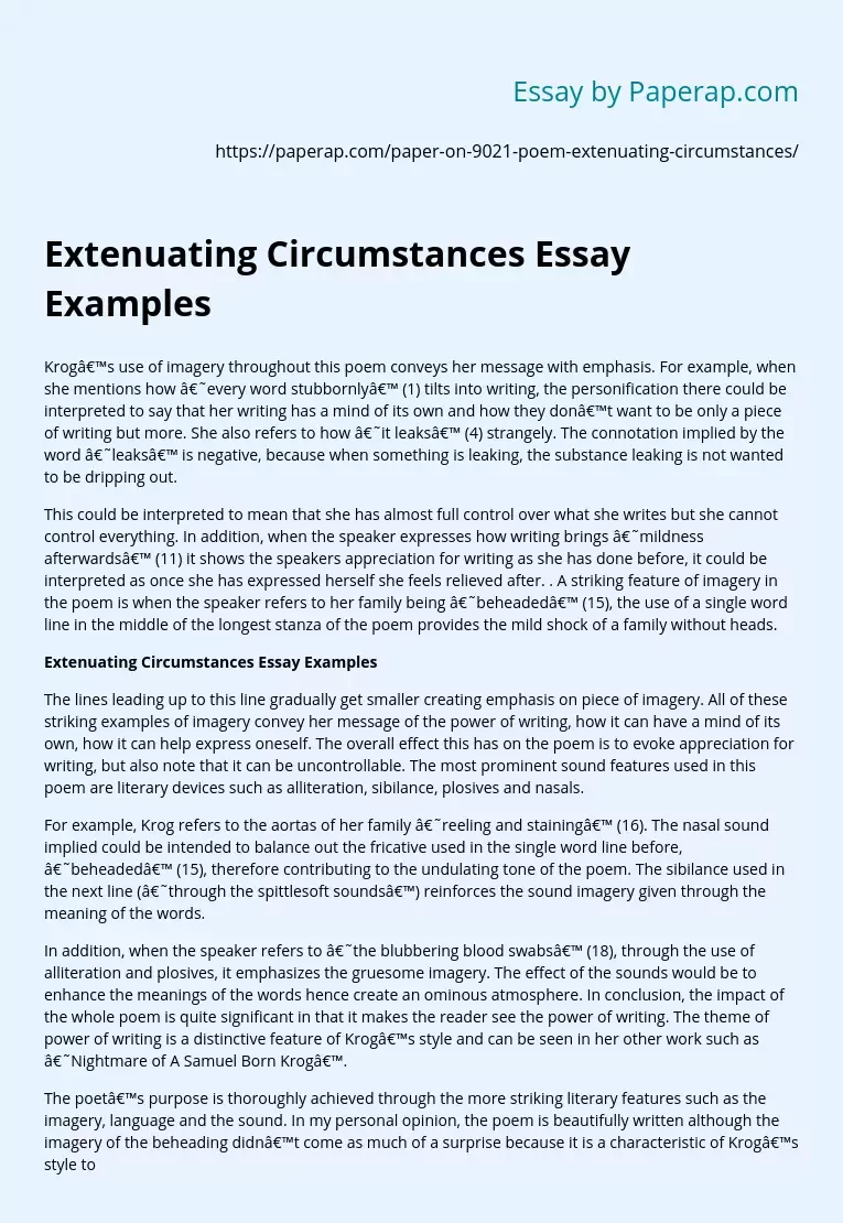 Extenuating Circumstances Essay Examples