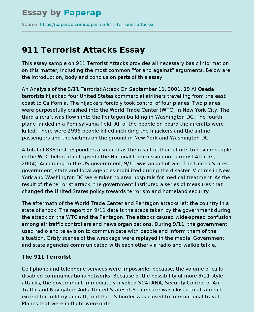 Terrorist Attack On September 11