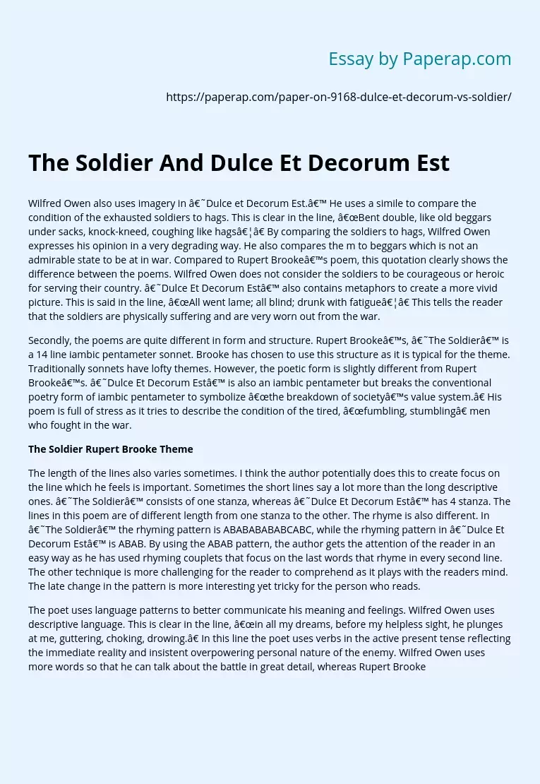 The Soldier And Dulce Et Decorum Est