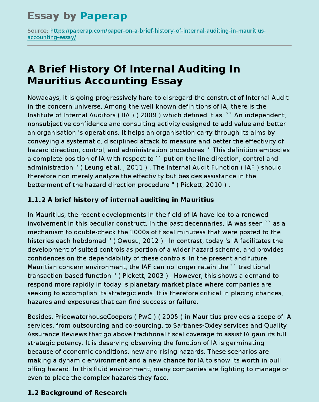 A Brief History Of Internal Auditing In Mauritius Accounting