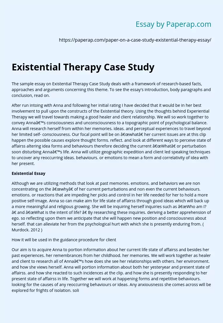 Existential Therapy Case Study