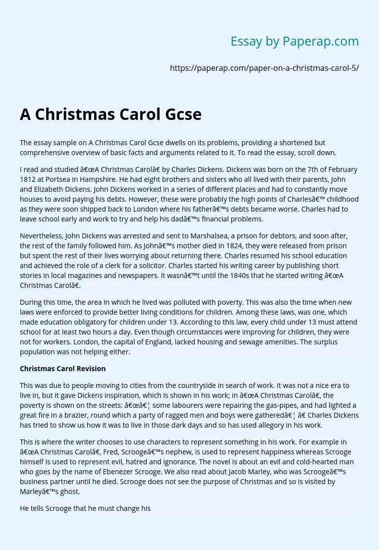 Реферат: A Christmas Carol Essay Research Paper Charles