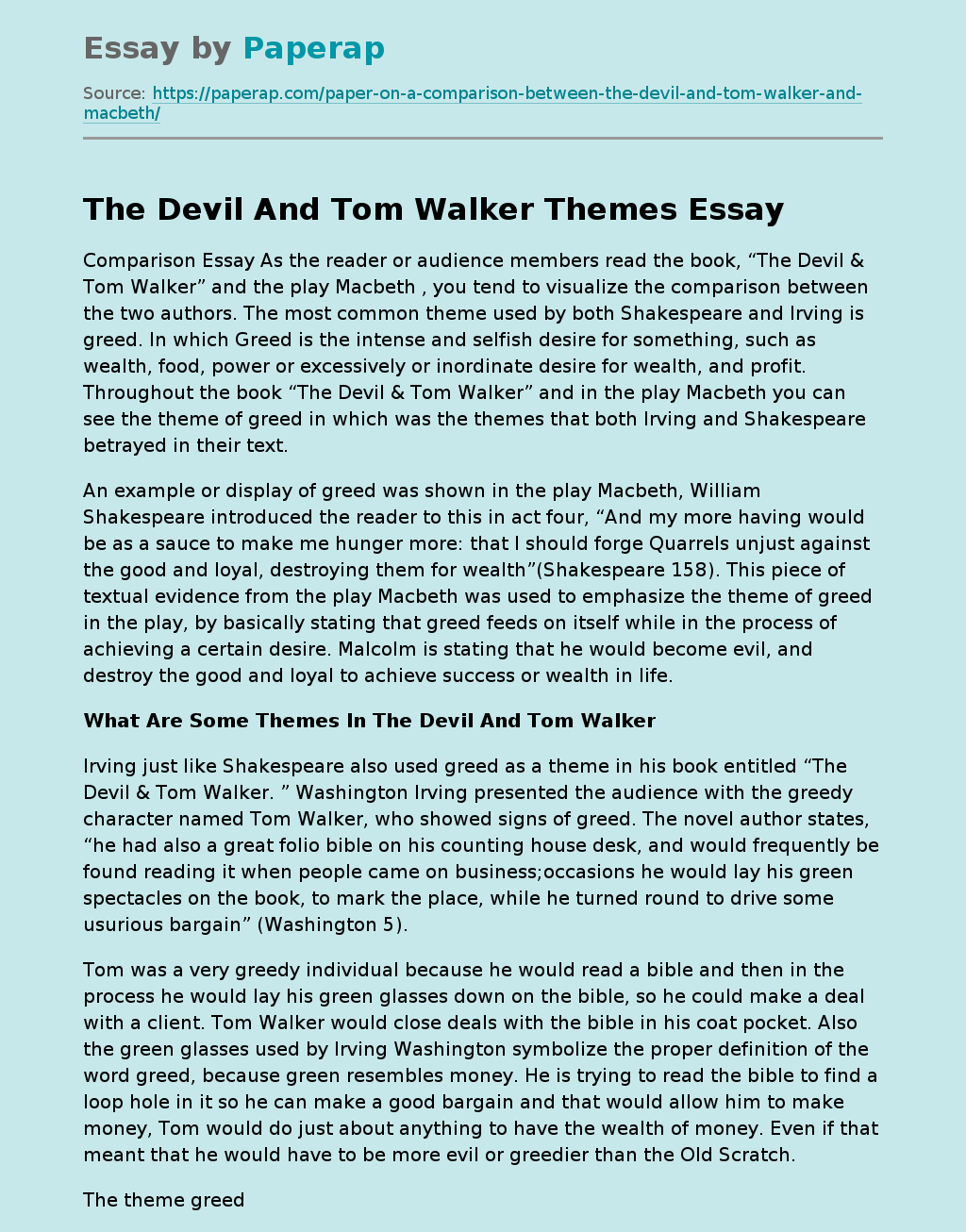 The Devil And Tom Walker Themes