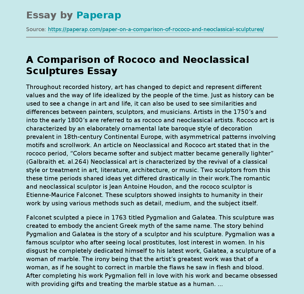 A Comparison of Rococo and Neoclassical Sculptures