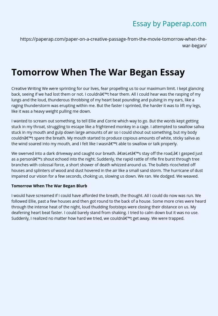 Tomorrow When The War Began Essay