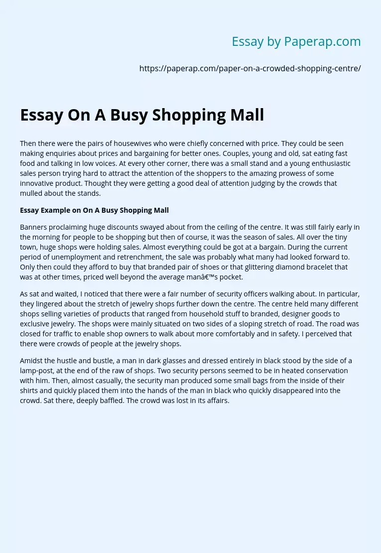 crowded place essay