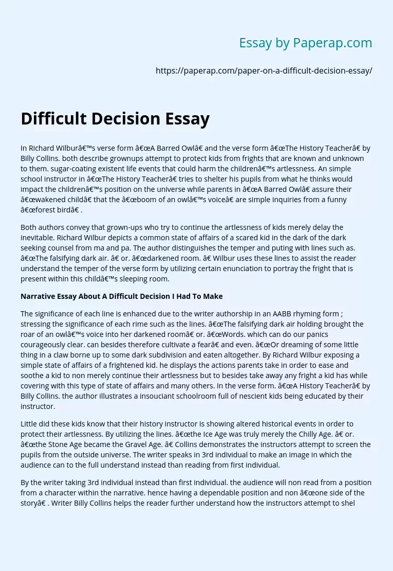 Difficult Decision Essay