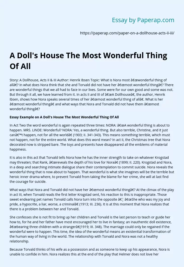 a doll's house essay titles