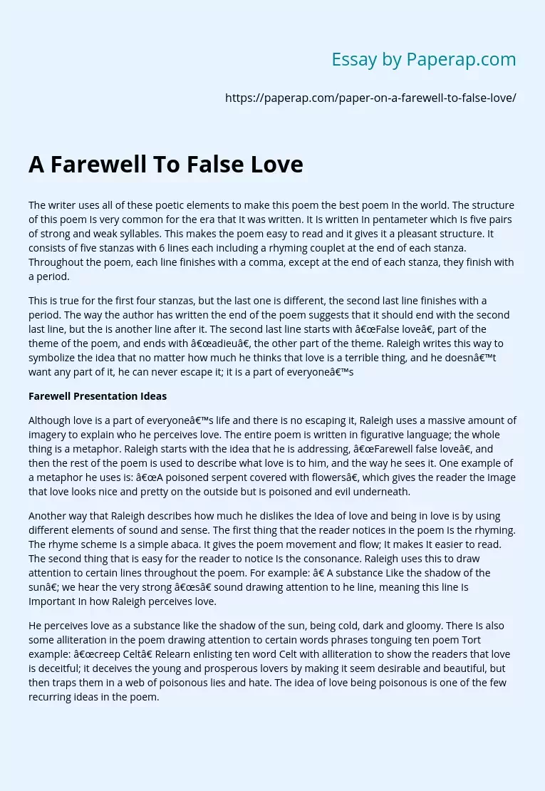 A Farewell To False Love
